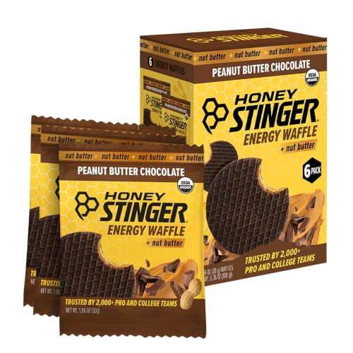 Image of Honey Stinger Organic Peanut Butter Chocolate Waffle, Energy Stroopwafel for Exercise, Endurance and Performance, Sports Nutrition for Home & Gym, Pre & During Workout, 16.96 Ounces (Pack of 16)