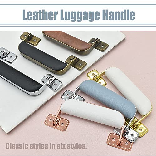 Image of Luggage Handle Vintage Style Replacement Strap Handle Suitcase Pull Handle for Trunk Handbag Briefcase 2pcs (Black Silver)