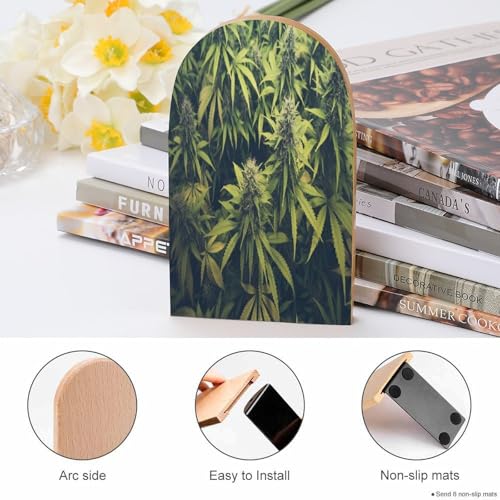 Sujetalibros moderno de madera verde resistente para estanterías y libros 5