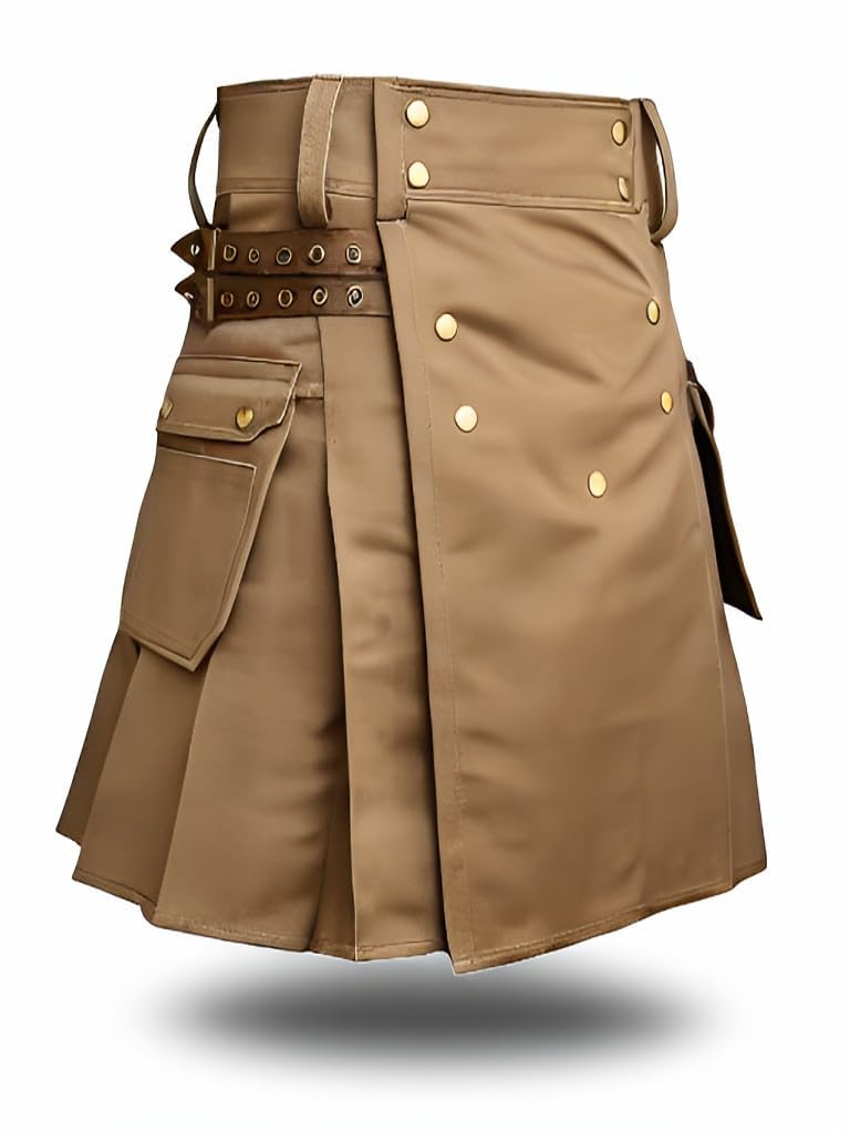 McWilliams Kilt for Men Scottish Hybrid Sports Utility Mens Kilt | Stylish Kilts for Casual Wear (Khaki, 32) — image 1