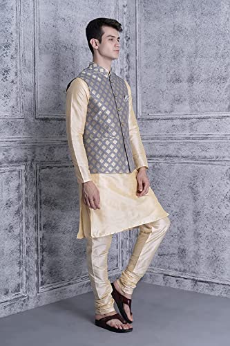 Image of Uri and MacKenzie Men's Silk Blend Kurta Pajama with Designer Ethnic Nehru Jacket /Modi Jacket