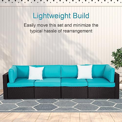 Kinbor 4 Piece Patio Sectional Furniture Outdoor Sofa Set Pe Rattan Conversation Set With Washable Couch Cushions For Backyard, Pool, Lawn, Balcony #TOP7