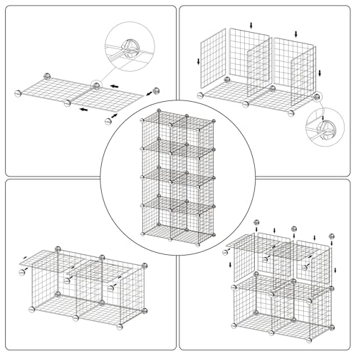 C&AHOME Wire Cube Storage, 8 - Cube Organizer Metal C Grids, Modular Shelves Units, Closet Organizer, Ideal for Home, Office, Living Room, 24.8" L x 12.4" W x 48.4" H, Pink UWCS3008P - Image 9