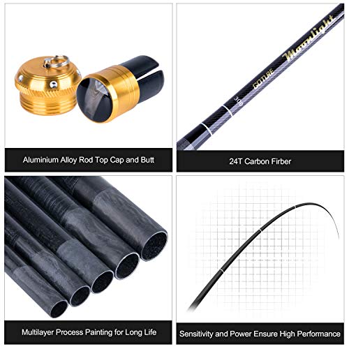 Goture Telescopic Tenkara Fishing Rod Collapsible Crappie Rods 1 Piece Portable Hand Fishing Poles Carbon Fiber Stream Ultralight Inshore Carp Bamboo Pole Bass Trout - 7Ft (Extra Tips Not Included) #TOP3