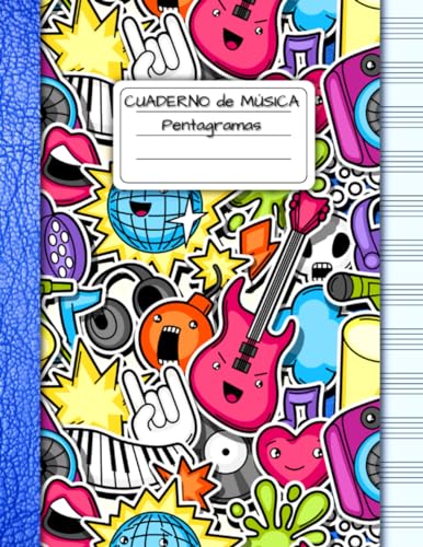 Cuaderno de música Pentagrama: Tamaño grande A4 |12 pentagramas por página | 110 paginas numeradas e índice inicial | Rock Boy