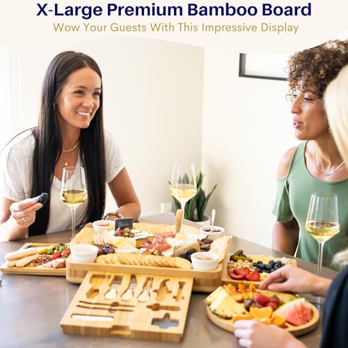 Charcuterie Boards Set – Large Bamboo Cheese Board & Platter with Charcuterie Accessories, Housewarming Gifts for New Home, Christmas, Bridal Shower, New House Gift - Thumbnail 4