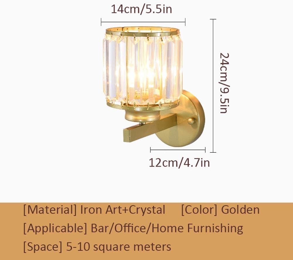 Modern Home Decoration Crystal Black Wall Sconce Indoor Round Vintage Gold Crystal Bedroom Wall Mounted Light Hardwired Vanity Bathroom Lighting Fixtures for Bedroom Stairs Kitchen Farmhouse