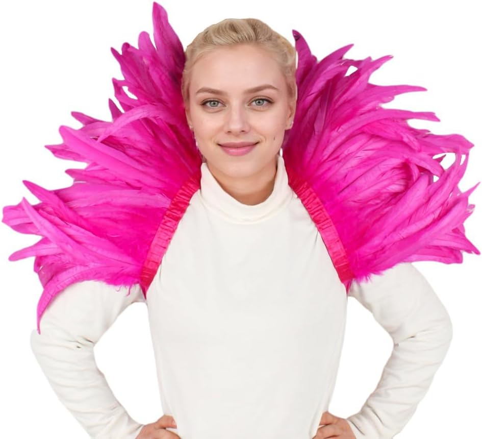 Natural Feather Shawl Cape Mardi Gras Outfit for Women Set Cosplay Costumes for Halloween Carnival Party Favor