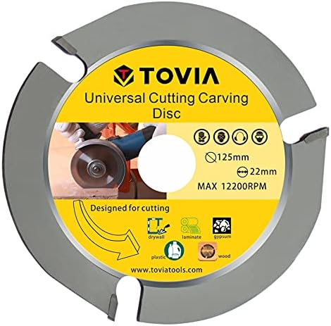 Wood Carving Disc Angle Grinder Cutting Discs, Speedcutter 125mm, T TOVIA Wood-Carving Saw Blade Disc 5" for Angle Grinder 22.23 mm Arbor, Sculpting, Shaping and Cutting Wheel with 3 Teeth (125mm)