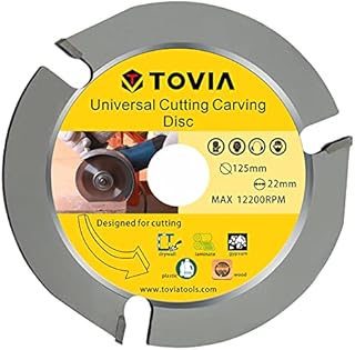 Wood Carving Disc Angle Grinder Cutting Discs, Speedcutter 125mm, T TOVIA Wood-Carving Saw Blade Disc 5" for Angle Grinder 22.23 mm Arbor, Sculpting, Shaping and Cutting Wheel with 3 Teeth (125mm)