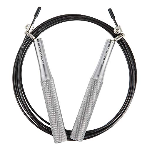 CPOKOH Speed Jump Rope Best for Skipping Exercise, Boxing, Crossfit, Fitness, MMA, with Nylon Bag to Fit Adults, Men, Women and Kids (Metal Grip)