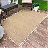 KOECKRITZ 7' x 12' Indoor/Outdoor Area Rug – Fade Resistant, Lightweight Polyester Carpet for Porch, Patio, Deck, Living Room & Events - Brown