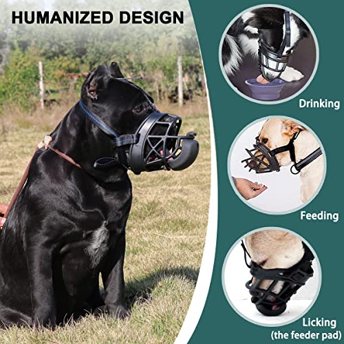Dog Muzzle With Slow Feeder For Positive Conditioning, Prevents Biting Scavenging Chewing And Licking, Humane Basket Muzzle For Small Medium Large Aggressive Dogs, Allows Panting, Easy To Accept #TOP3