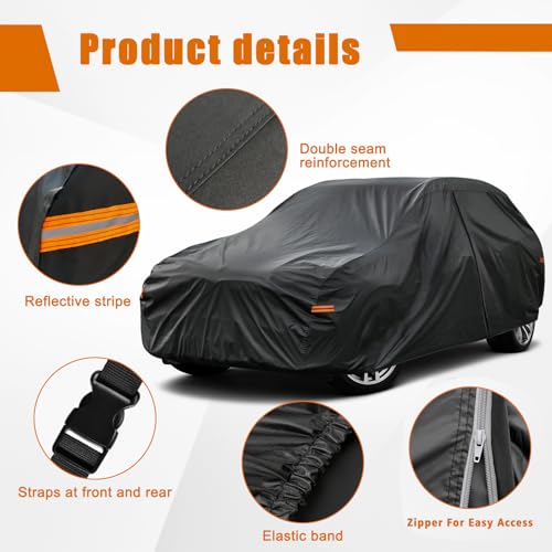 Image of Kayme 7 Layers Car Cover Custom Fit for Toyota Sienna Minivan (1997-2025) Waterproof All Weather for Automobiles, Outdoor Full Cover Rain Sun UV Protection.Black