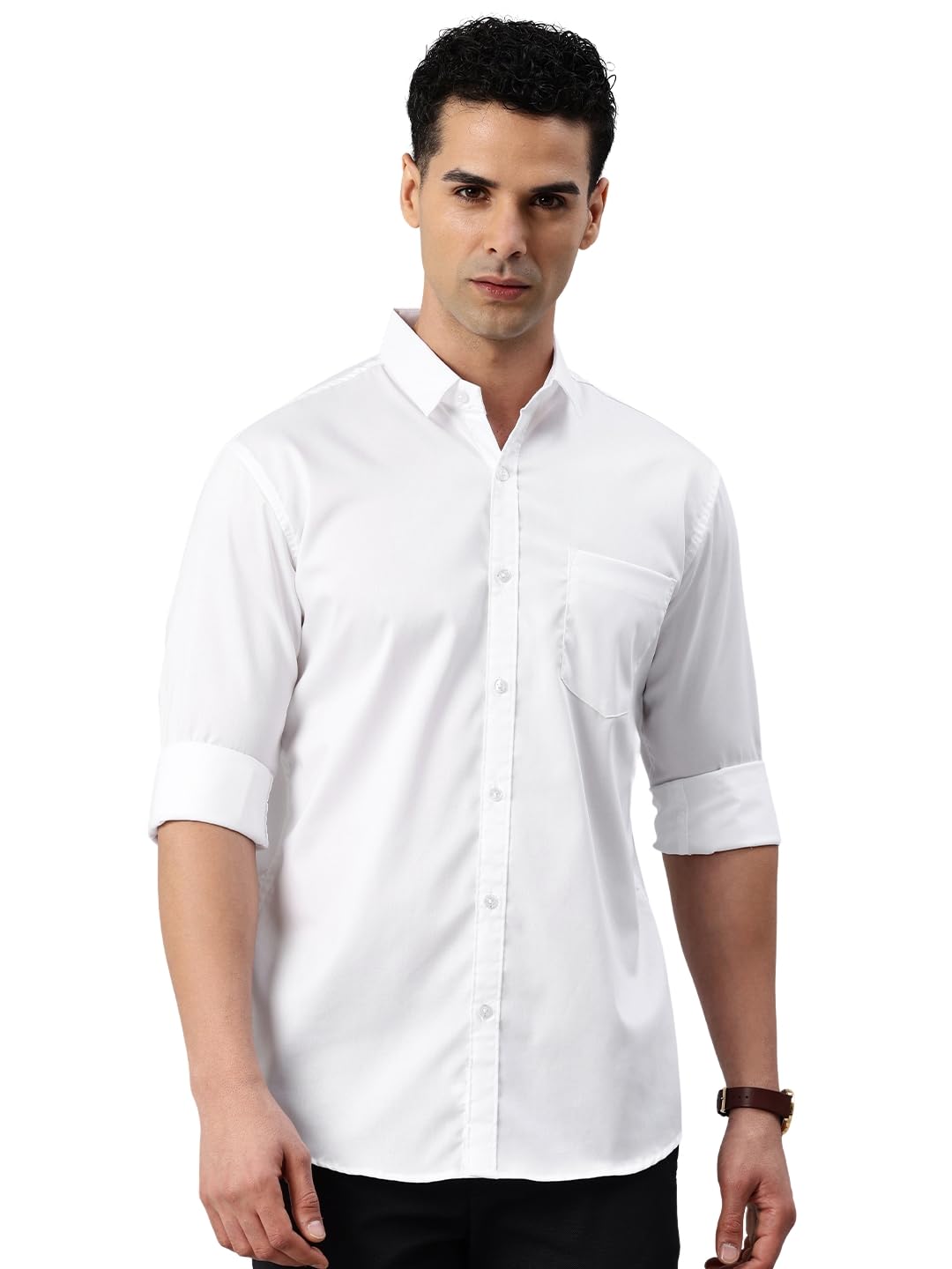 Majestic Man Men’s Cotton Slim Fit Solid Casual Shirt