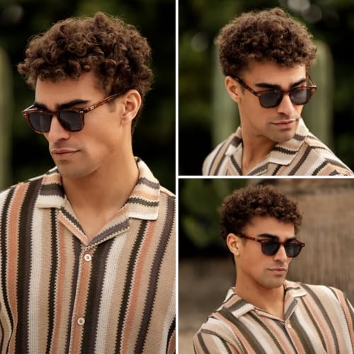 WMP Eyewear - Men's Retro Keyhole Polarized Square Sunglasses, Premium Acetate Frame with Modern Classic Design3