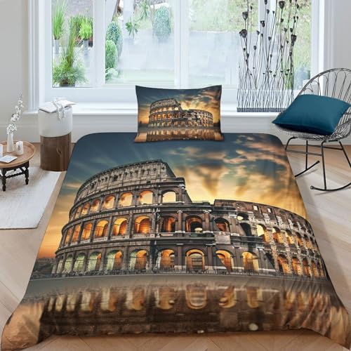 Parure de lit paysage romain 3 pièces housse de couette microfibre imprimé 3D - 2