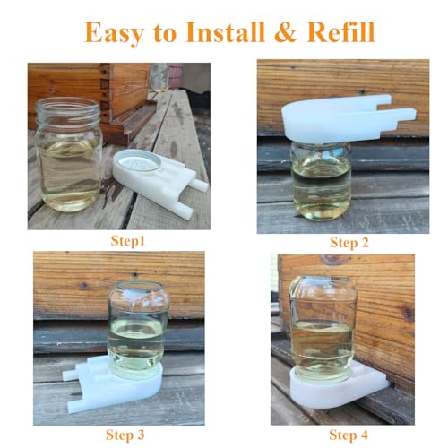 AukBeeFun 6 Pack Bee Feeders for Hives Mason Jar Sugar Water Feeder for Bees - Image 6