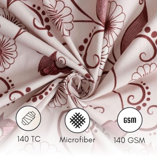 Image of Mafatlal Luxe Lilac 140 GSM Queen Size Bed Sheets with 2 Pillow Cover Perfect for Double Bed Style, 90x100 Inch - Rose Pink, Soft, Lightweight & Long-Lasting