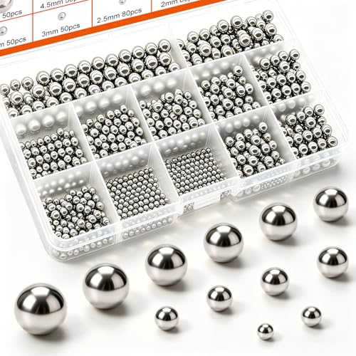 Image of weideer 600pcs 12 Size Stainless Steel Precision Steel Balls 1-8mm Metric Bicycle Bearing Balls Assortment Kit Mixing Balls 1mm 2mm 2.5mm 3mm 3.5mm 4mm 4.5mm 5mm 5.5mm 6mm 7mm 8mm K-085-600