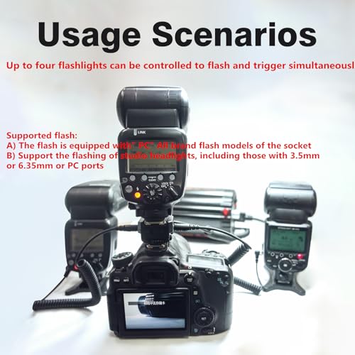 DYTDIEYINGTU DY-T3C for Canon Camera Flash Hot Shoe Adapter Mount Top-Mounted Expansion Accessory: Multi-Flash synchronous Shooting with Cable Converter (DY-T3C 1PCS + PC Cable 1PCS) by DYTDIEYINGTU - Image 7