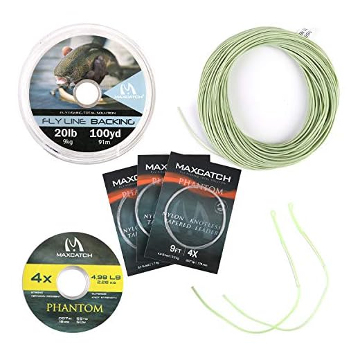 Maxcatch Fly Fishing Line (Weight Forward, Floating) and Fly Line Combo with Backing Leader and Tippet (1F/2F/3F/4F/5F/6F/7F/8F/9F/10F) (Line Combo Moss Green, WF5F 100FT)