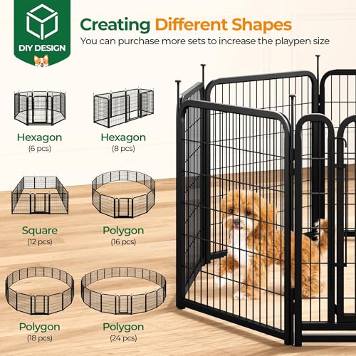 Image of Yaheetech 32in 8-Panel Heavy Duty Dog Playpen Portable Fence Outdoor | Anti-Rust Sturdy Wire Frame, No-Tool Assembly, Foldable Storage, Anti-Slip Support Feet, Ideal for Puppy & Medium Dog Breeds