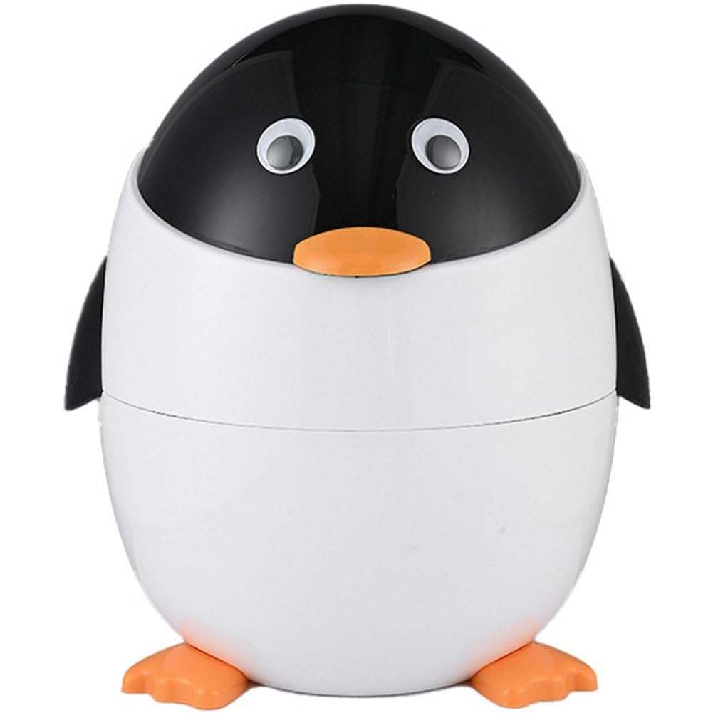 Poubelle pingouin mignonne au design compact pour bureau et maison