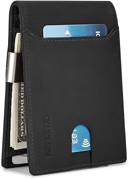 Retro Wallet for Men Bifold Credit Card Holder,RFID Blocking Front Pocket Wallets for Men Teen Boys with Gift BoxBlack