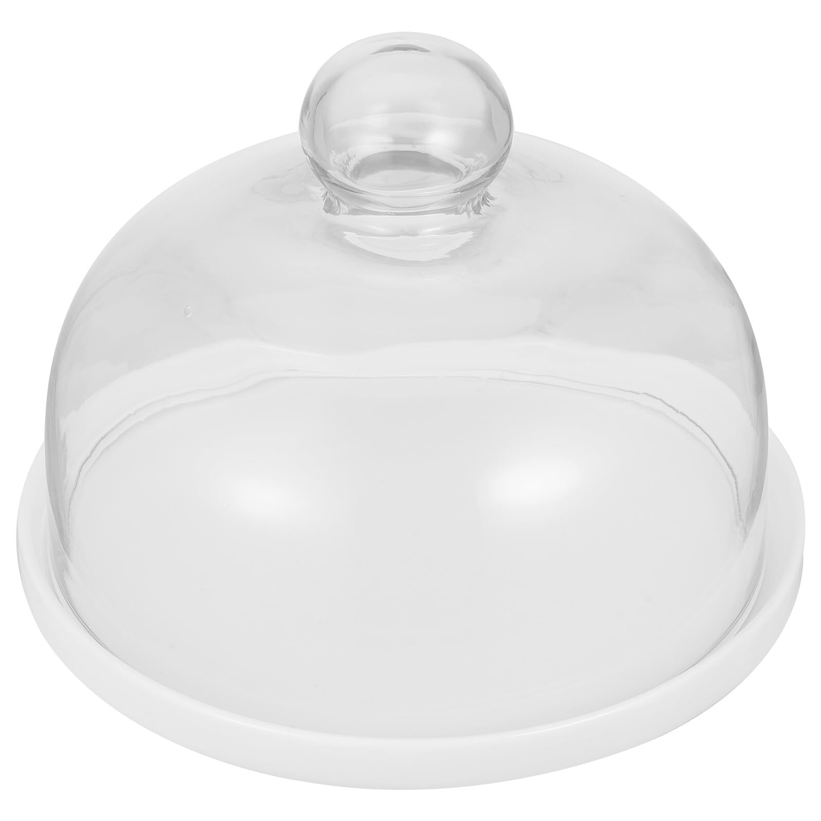 Toyvian Vassoio per Torta in Ceramica con Coperchio in Vetro Trasparente da 16 CM, Piatto da Dessert Copri-Alimenti per Feste e Uso Domestico, Stoviglie Eleganti per Cucina e