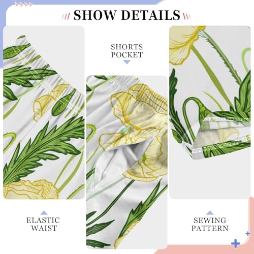 J JOYSAY Poppy Flower Foliage Ivory Pajamas Pants Soft Long Pajama Bottoms Lounge Sleep Pants Size S-XL4