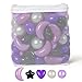 TRENDPLAY Ball Pit Balls for Toddlers, Star Heart Moon Shape 100 Pieces, Plastic Toy Balls for Boys Girls Kids Dogs, Purple+ Black