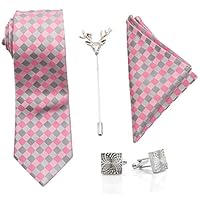 To The Nines Men’s Tie, Pocket Square & Cuff links Set and Lapel Pin, Gift Pack for Him
