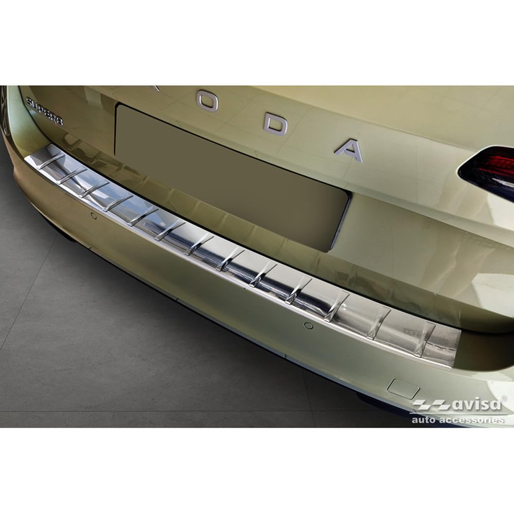 Avisa Silber Edelstahl Heckstoßstangenschutz Kompatibel Mit Skoda Superb Iv Combi 2023- 'Ribs'