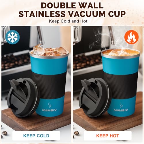Image of MOMSIV 17oz Travel Mug, Insulated Coffee Cup with Leakproof Lid, Vacuum Stainless Steel Double Walled Reusable Tumbler for Hot and Cold Water Coffee and Tea In Travel and Car