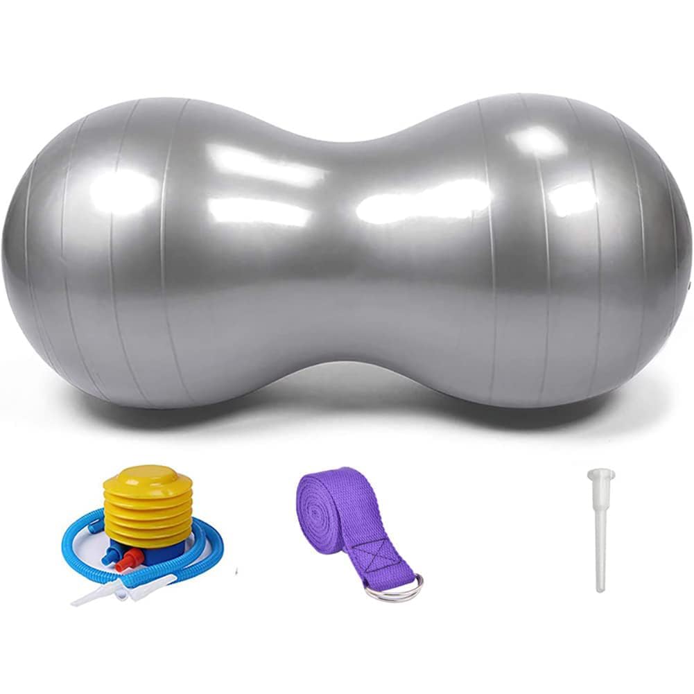 Peanut Ball, Exercise Yoga Balance Stability Sitting Ball, Anti Burst Exercise Ball for Labor Birthing, Kids Sensory Toys, for Home & Gym Fintness, Include Pump & Yoga Strap
