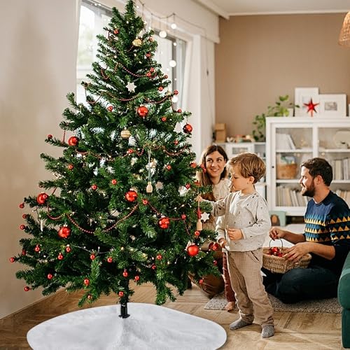 Jupe de sapin de Noël blanche 90cm tapis arbre décoration