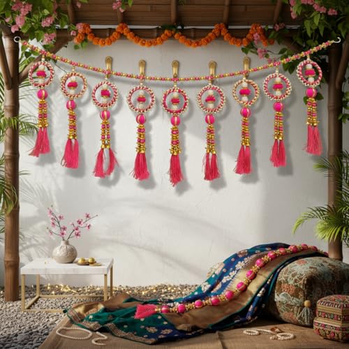 Image of iHandikart Beads Toran for Main Door | 40 Inch, Decorative Door Toran for Diwali Decoration and Home Entrance Decor, Perfect Traditional Toran for Housewarming Gifts & Festive Decor