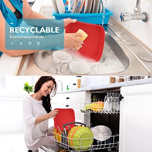 Air Fryer Silicone Liner,2 Pcs 7 Inch Reusable Air Fryer Silicone Basket and 2 Pcs Brushes, with Handle for Easy Cleaning, Heat Resistant Kitchen Cooking Pot Accessory, for Air Fryer, Oven, Microwave