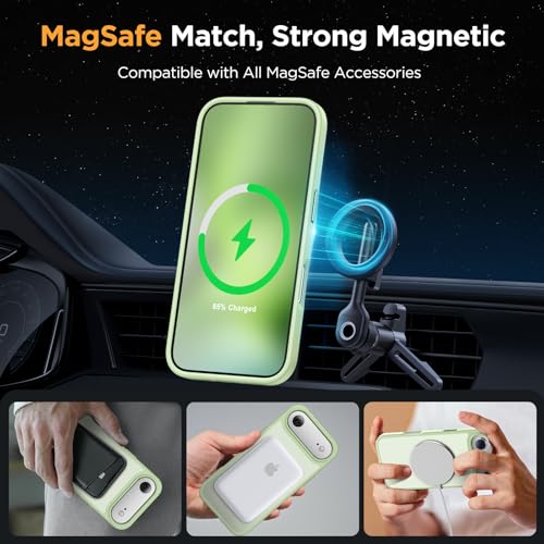 Image of Miracase Magnetic for iPhone Air Case with Screen Protector(Compatible with MagSafe), Slim Thin Translucent Matte Military-Grade Protected Phone Cover for iPhone 17 Air 6.5 inch, Green