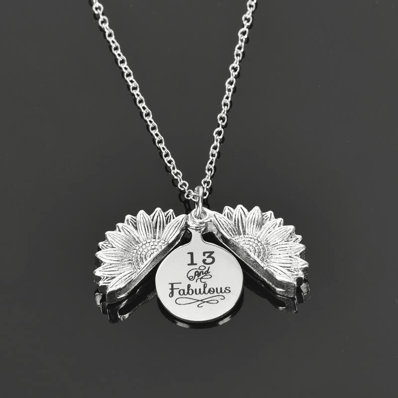 YALLNASL 13th Birthday Gift Necklace for Girls 13 and Fabulous Sunflower Necklaces for Teen Girls 13 Year Old Girl Birthday Gifts for Daughter 13 Years Old Girl Birthday Gift Ideas2