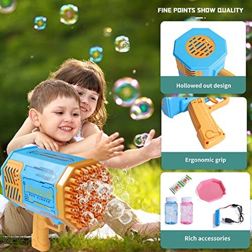 Bubble Gun, 6000+ Bubbles Per Minute Bubbles,69 Holes Large Bubble Machine Rocket Launcher With Colorful Lights, Bubble Machine Guns Toy Gift #TOP5