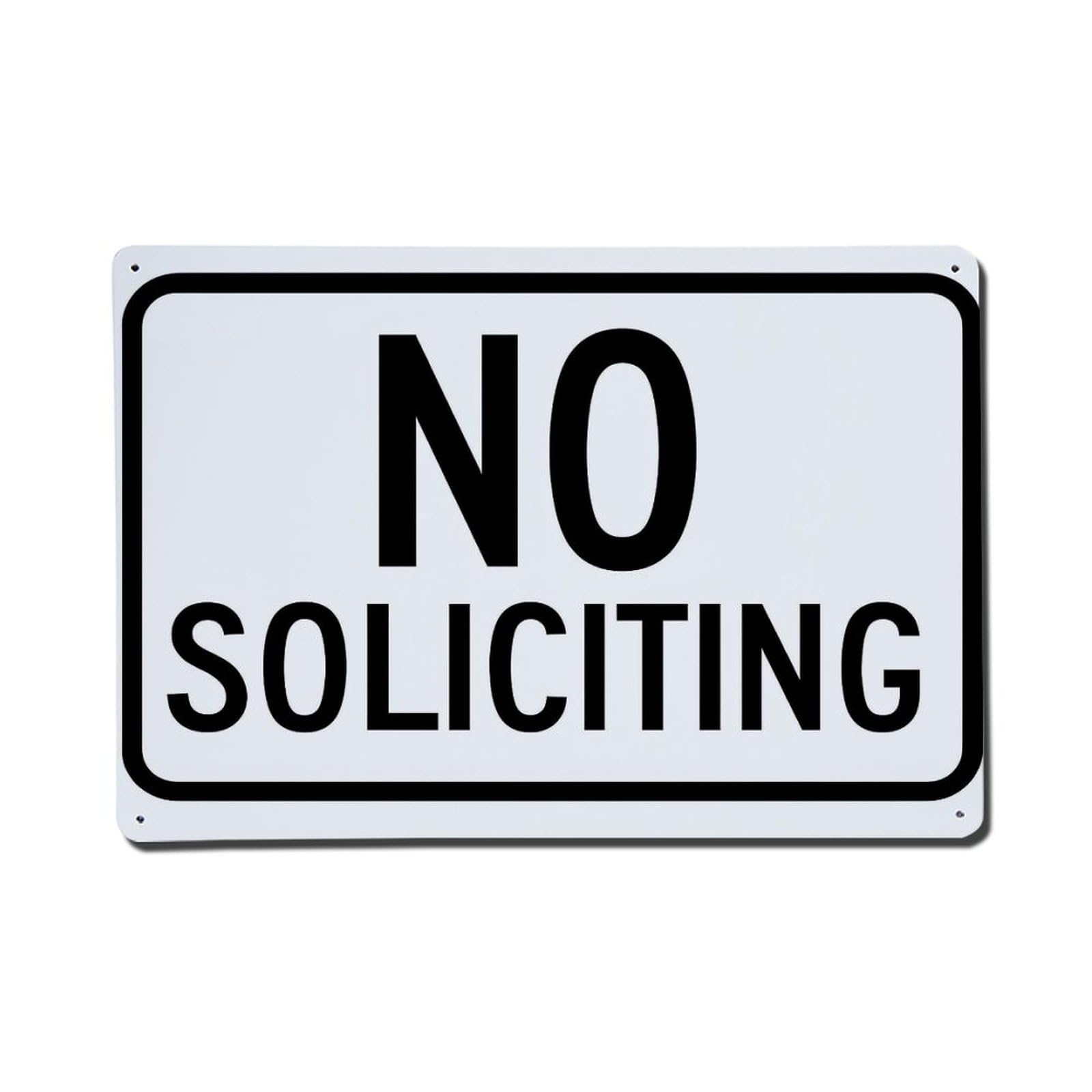 No Soliciting Sign Pattern Print Retro Metal Tin Sign, Vintage Metal Poster for Home, Gaming Room, Studio Workshop,Bar,Garage Wall Art Decor 8x12 Inch