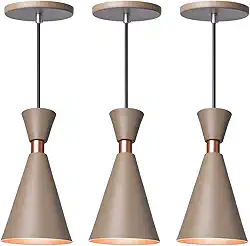 Kit 3 Luminária Pendente Mini Pequim 24Cm Balcão Bancada Cor:Fendi 24 Cm