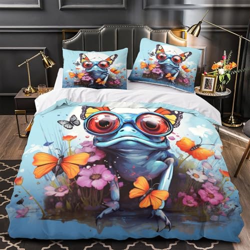Housse de couette grenouille 140x200 microfibre avec taies d'oreiller - 4