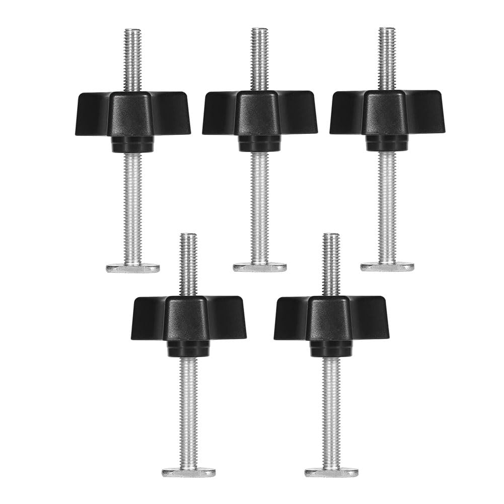 mansH5 Pcs T Bolt Knob Kit, T Screws, Plastic Button Nut and Screw Fastener for Woodworking Tool Jigs, Use with 1/4 Inch and T Rail