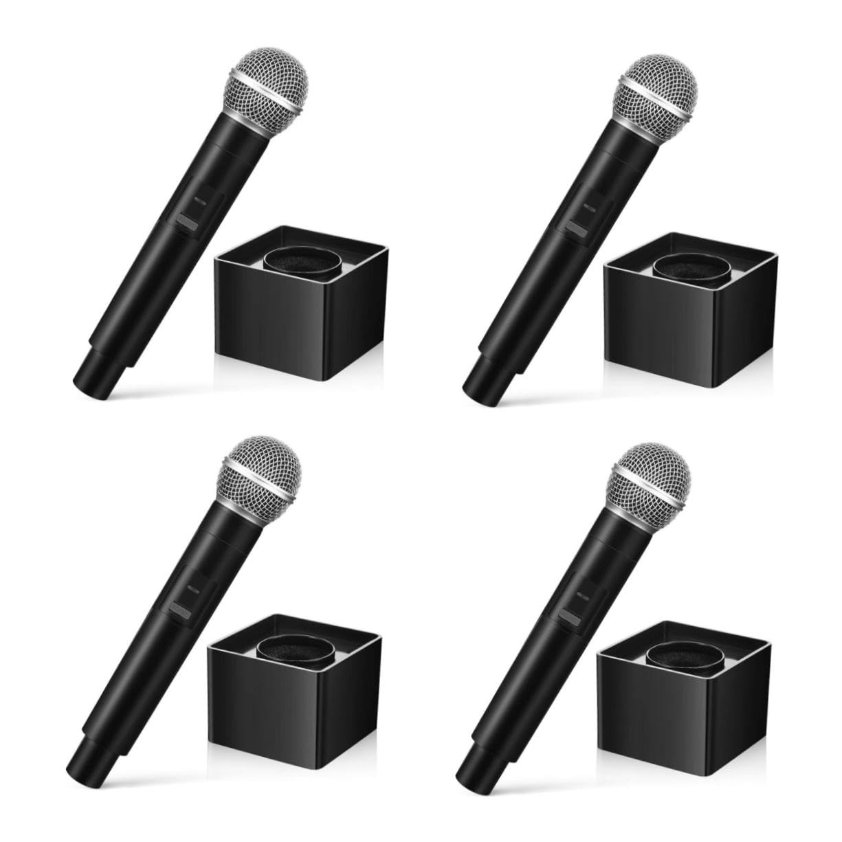 BESPORTBLE 4 Microfono Simulazione Leggero con Base Quadrata Microfono per Feste Spettacoli e Karaoke Palco