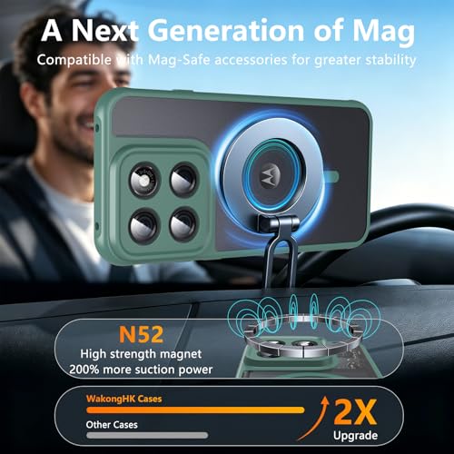 Image of For Motorola Edge 2026 Case,Magnetic [38 N52 Magnets] Military Grade Drop Protection moto edge 2026 case-Full Camera Protection Slim Matte Anti-Slip Phone Cover Protector For Motorola Edge 2026, Green