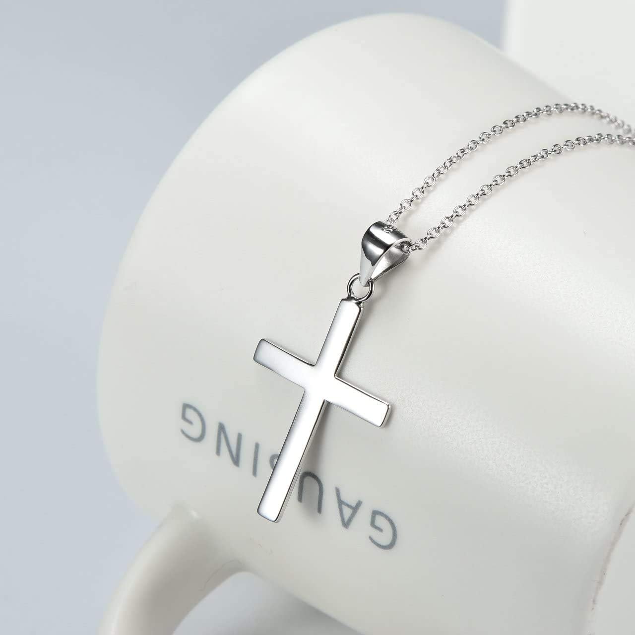 POPLYKE Cross Necklace 925 Sterling Silver Cross Pendant for Men Women - Image 2