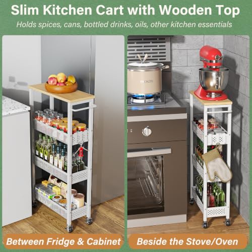 OKZEST Slim Laundry Room Organization Cart with Upgraded Metal Hub Casters - Image 4